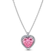 Heart sterling silver collier with fancy pink and