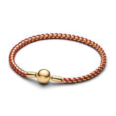 Braided 14k gold-plated box chain bracelet with re