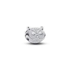 Textured owl sterling silver mini charm
