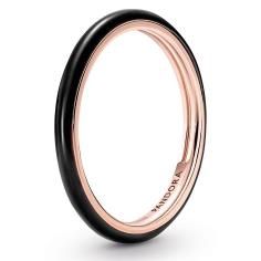 14k Rose gold-plated ring with black enamel