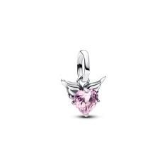 Winged heart sterling silver mini dangle with orch