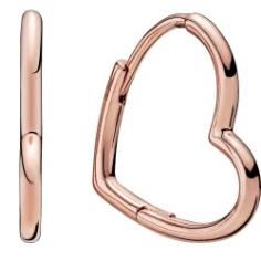 Pandora Rose Small Asymmetric Heart Hoops