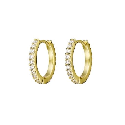 Sterling silver gold plated huggie earrings with CZ details