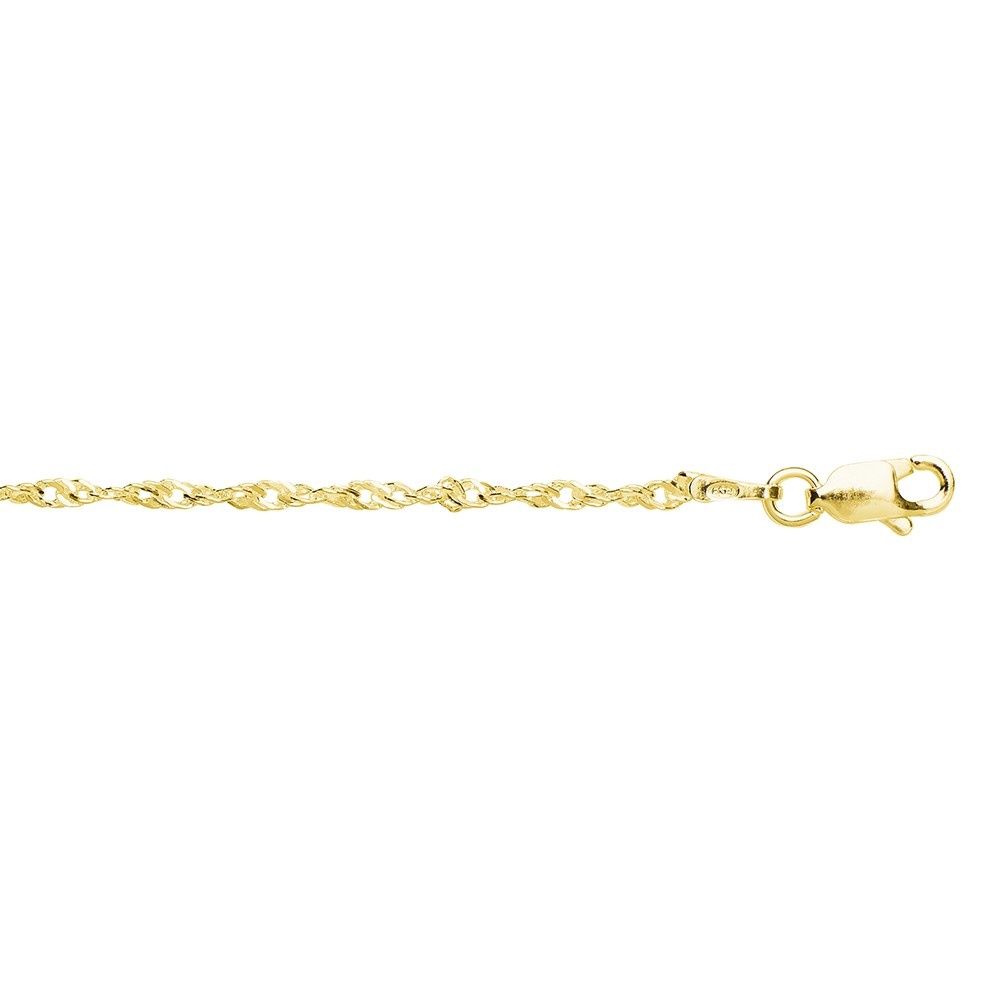 Gold Plated Sterling silver fine Singapore twist link anklet