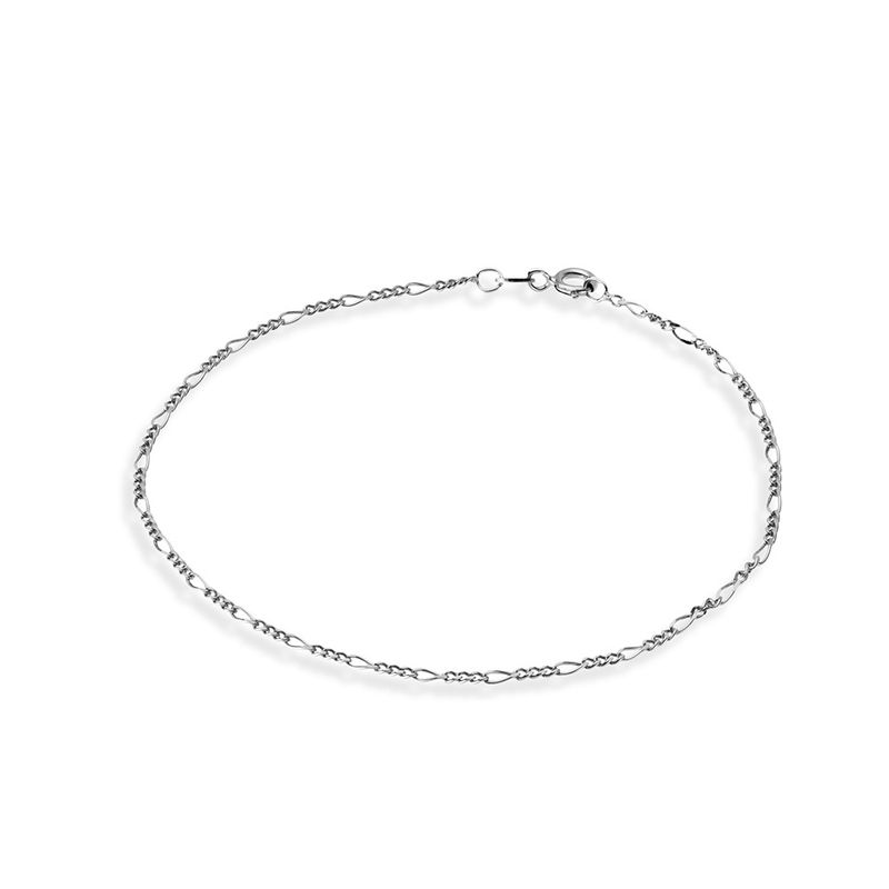 Sterling silver dainty figaro chain anklet