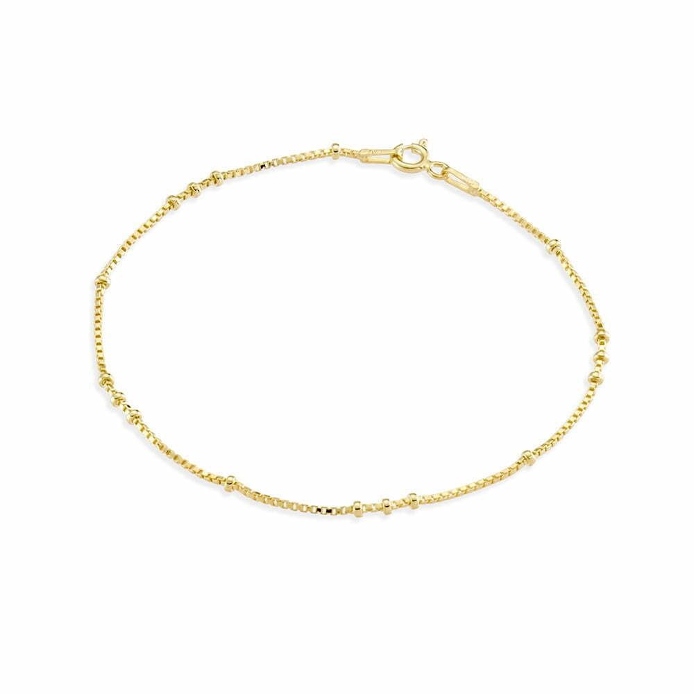 Gold Plated Sterling silver fine venetian chain bracelet with bead details