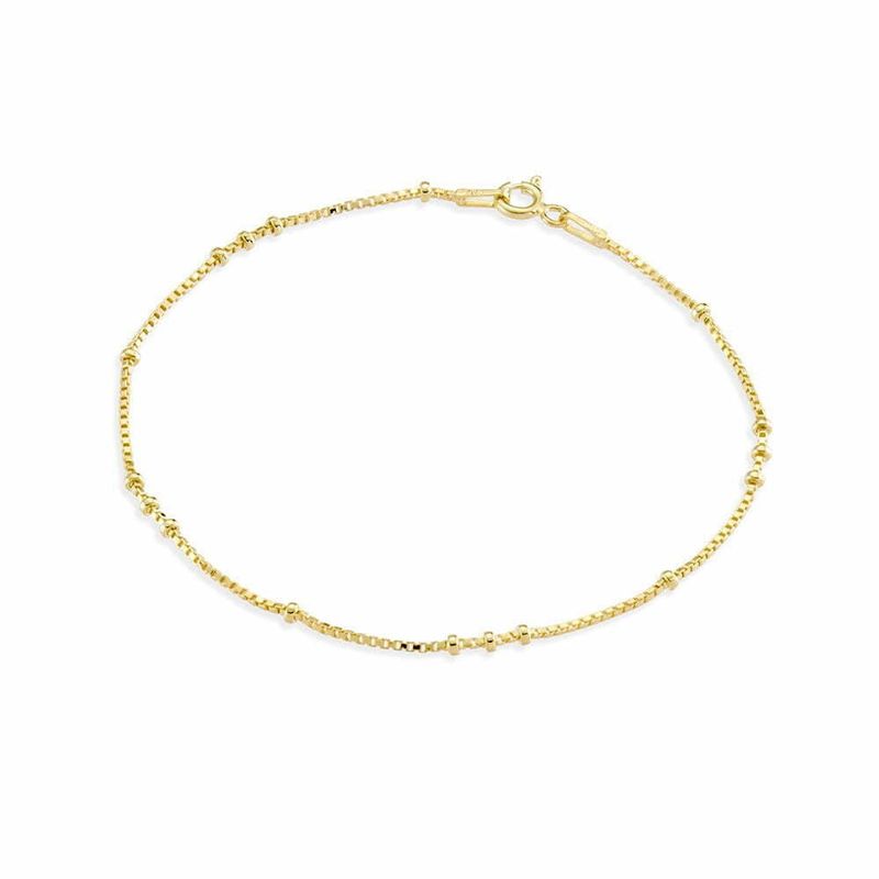 Gold Plated Sterling silver fine venetian chain bracelet with bead details