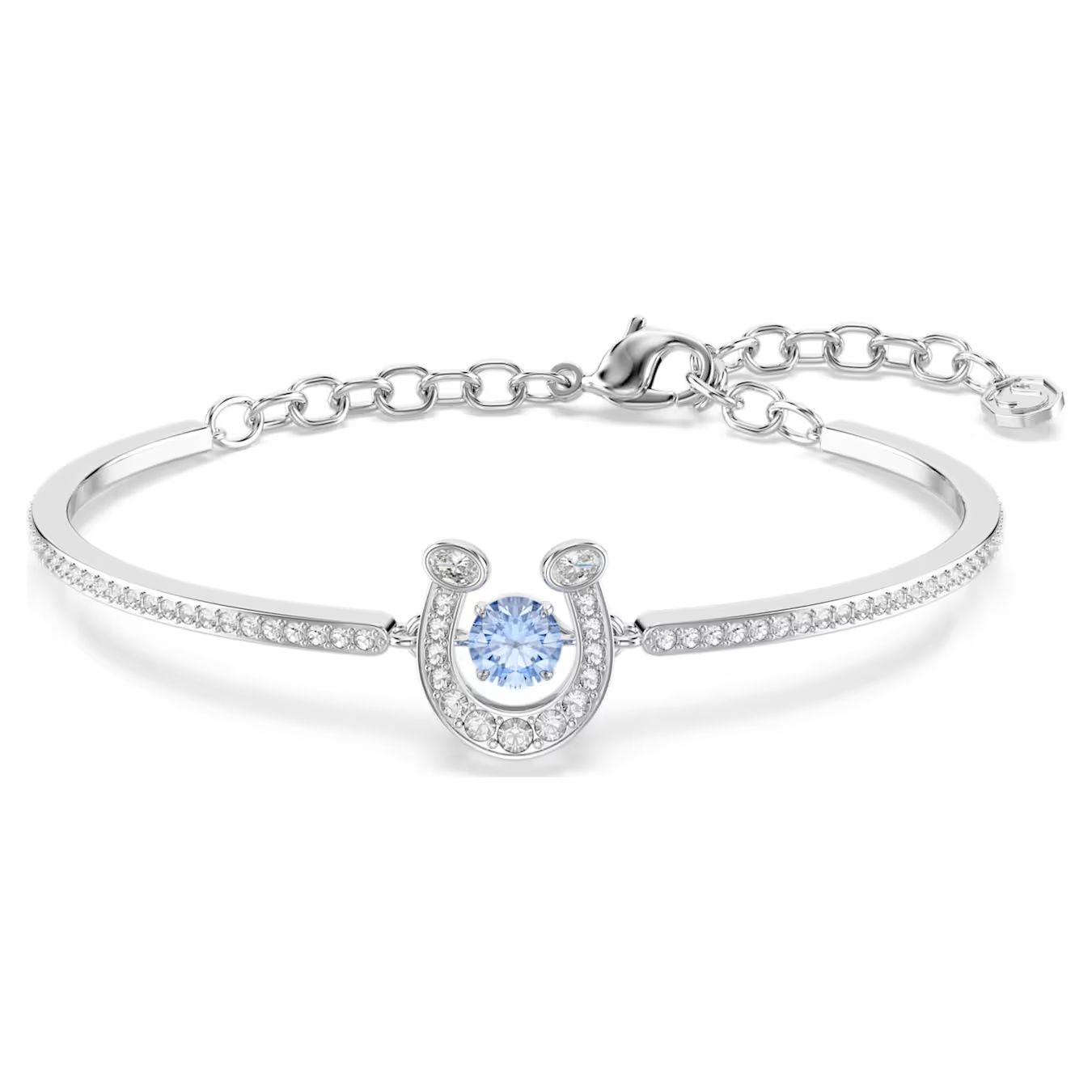 Symbolica bangle Round cut, Pavé, Horseshoe, Blue, Rhodium plated 5736983