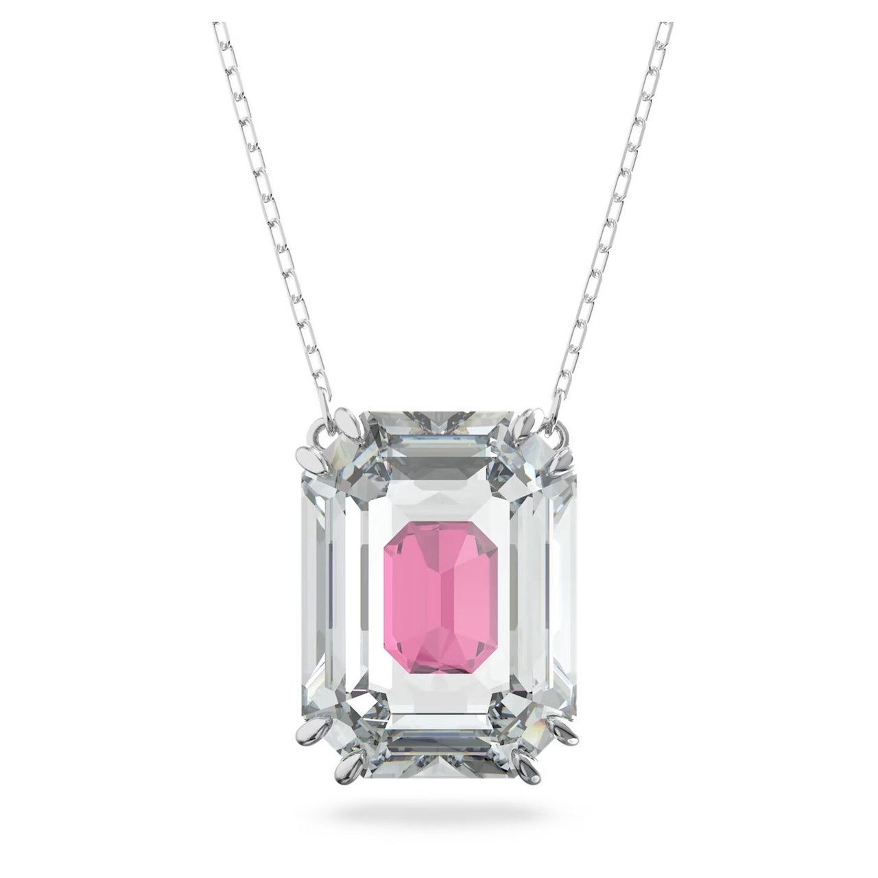 Swarovski Chroma necklace Pink, Rhodium plated