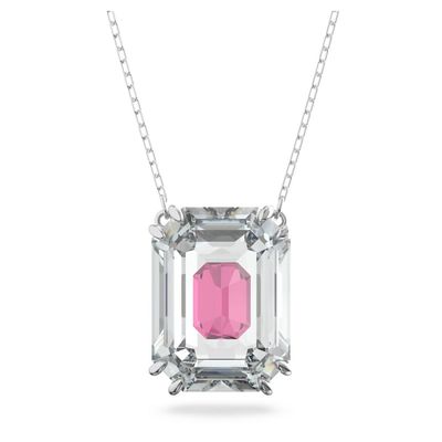 Swarovski Chroma necklace Pink, Rhodium plated