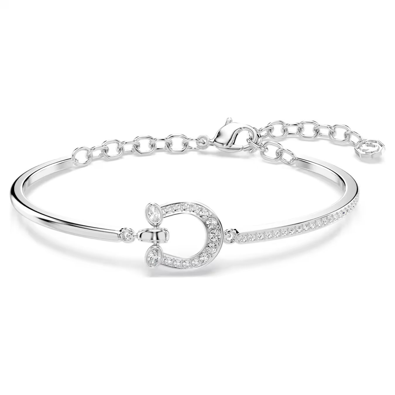Symbolica bracelet Pavé, Horseshoe, White, Rhodium plated 5746220