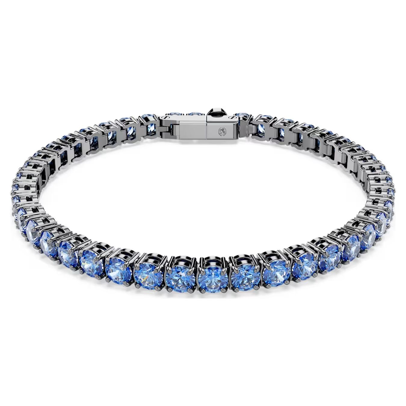 Matrix Tennis bracelet Round cut, Blue, Ruthenium plated 5743440