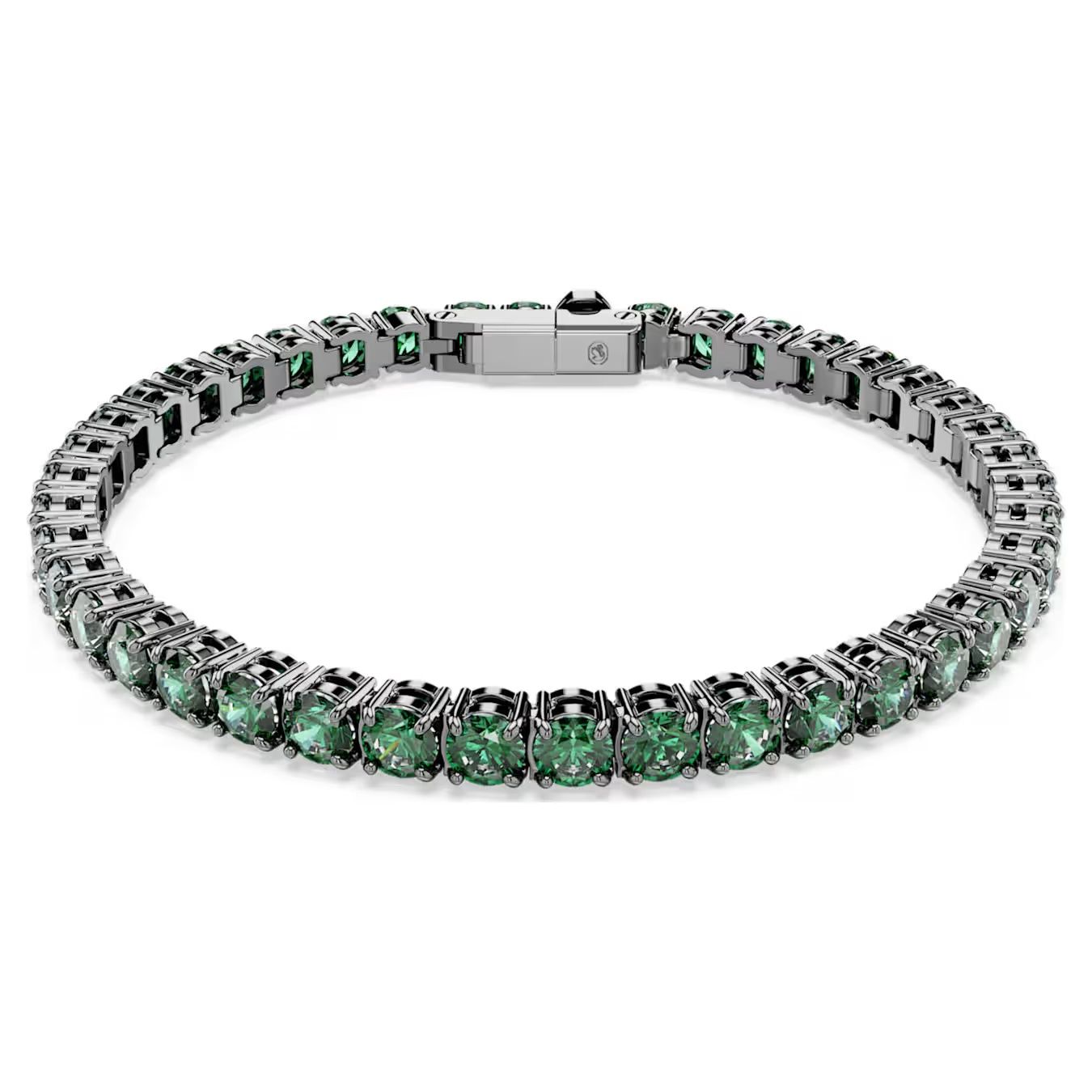 Matrix Tennis bracelet Round cut, Green, Ruthenium plated 5743447