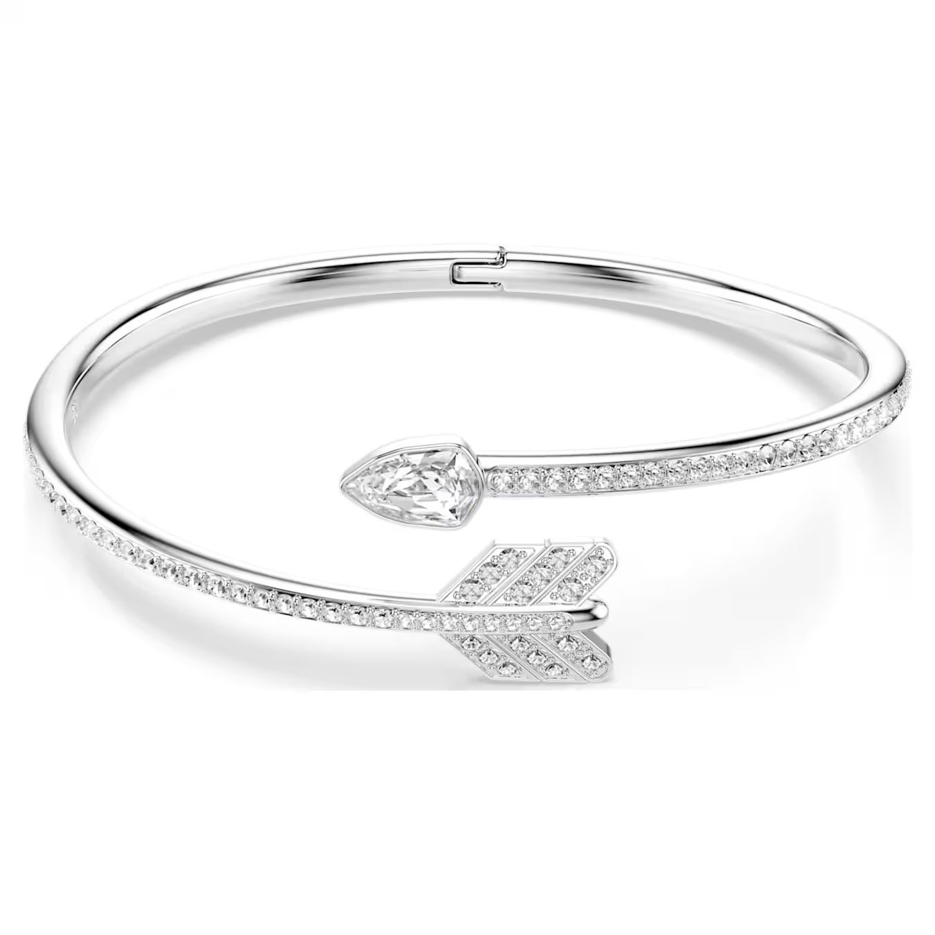 Idyllia bangle Mixed cuts, Arrow, White, Rhodium plated 5737264