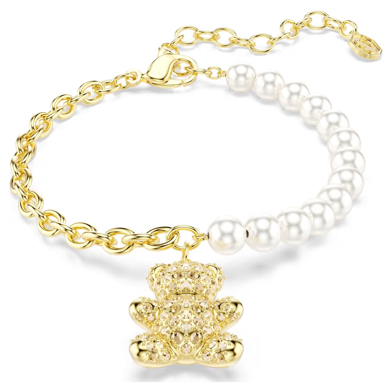 Idyllia bracelet Crystal pearl, Round cut, Teddy, Gold tone, Gold-tone plated 5737622