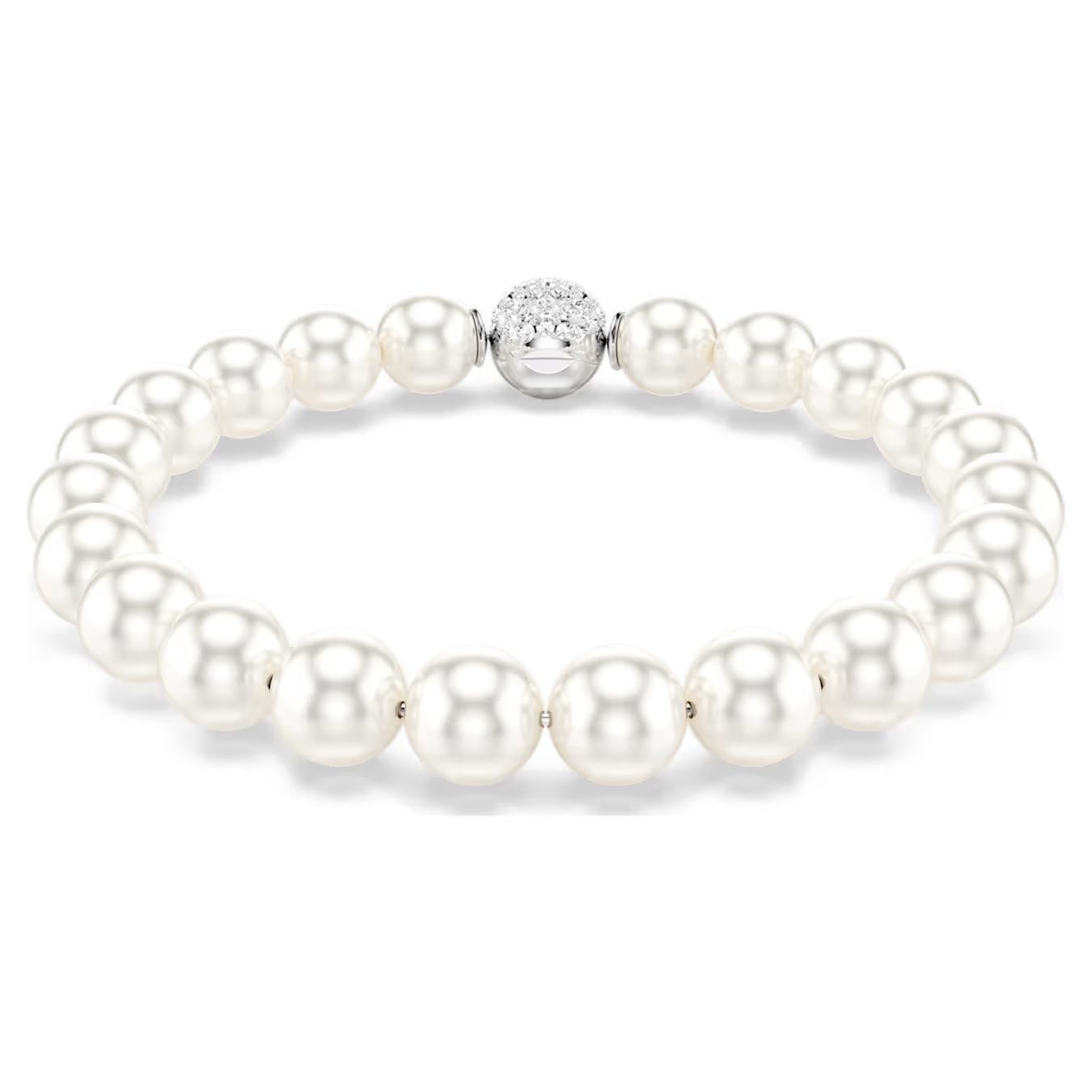 Matrix bracelet Crystal pearl, White, Rhodium plated 5747747