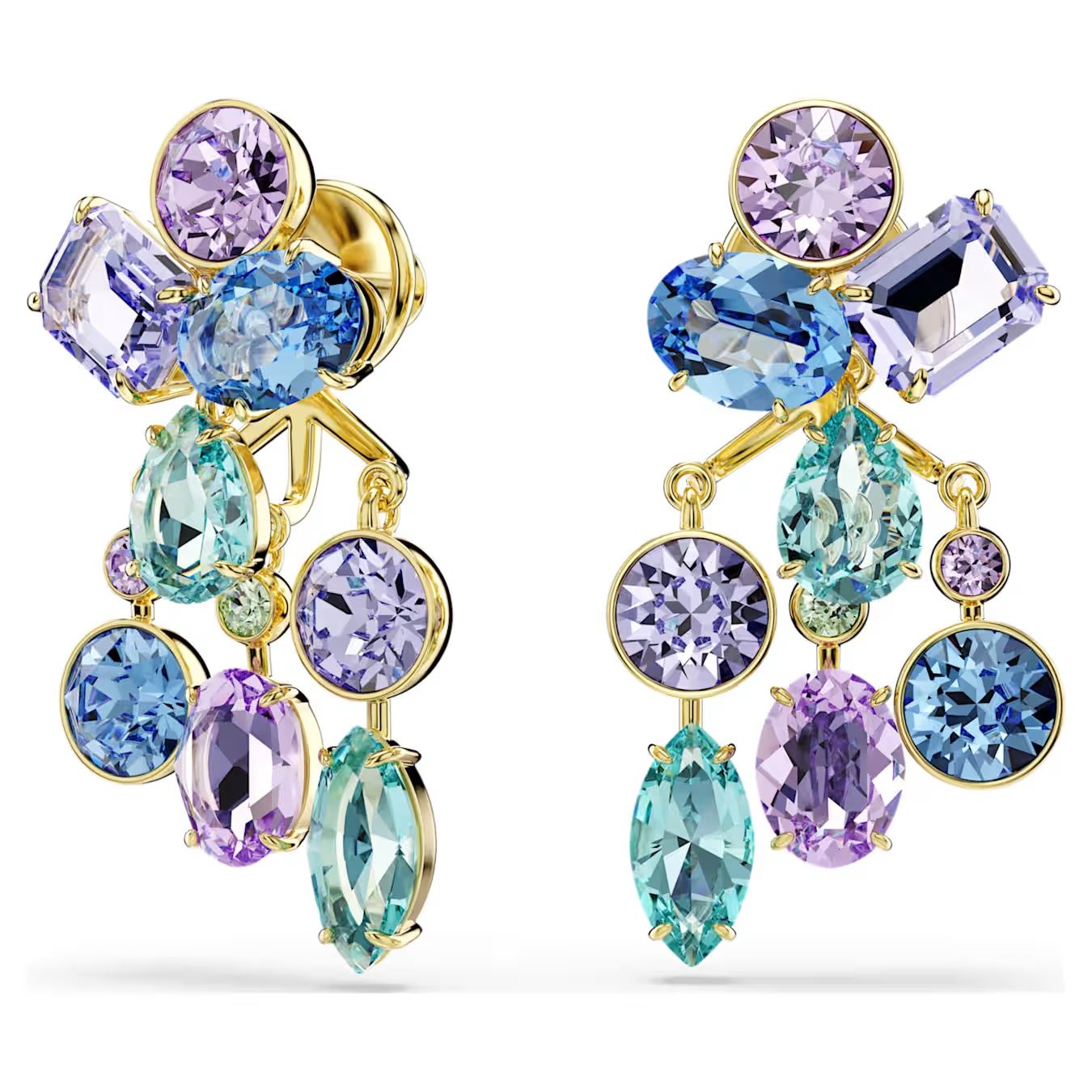 Gema earring jackets Mixed cuts, Multicoloured, Gold-tone plated 5737450