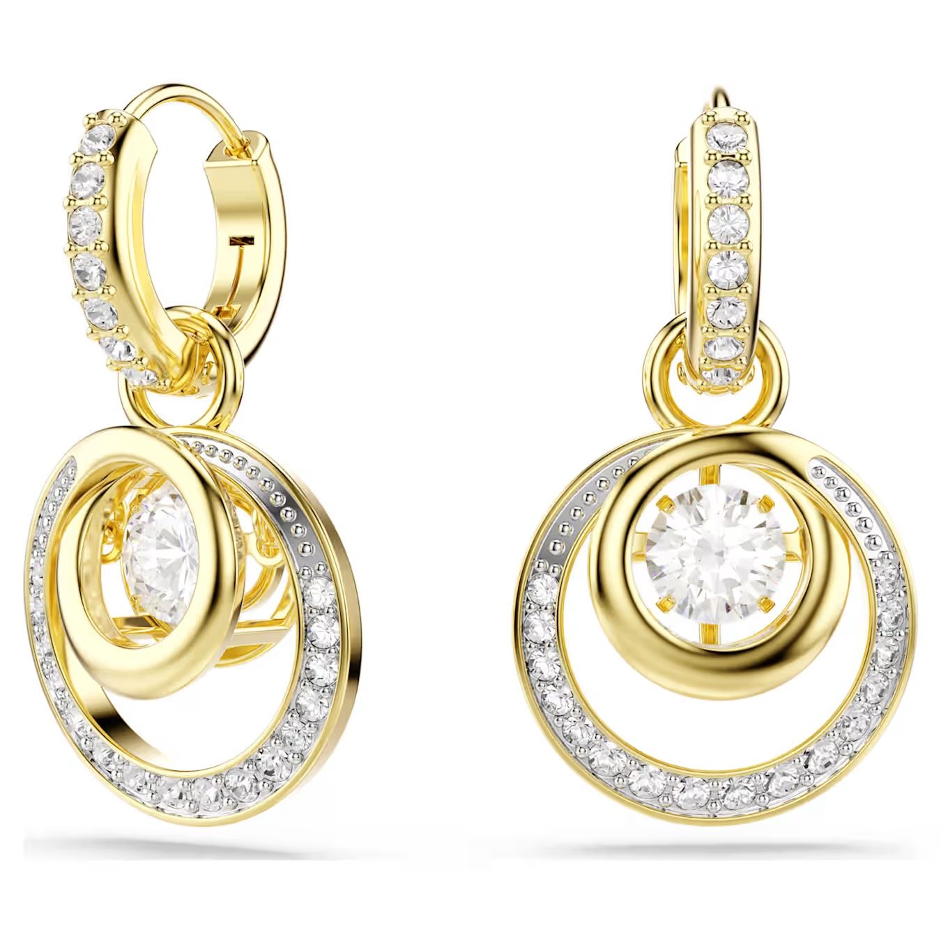 Hyperbola drop earrings Round cut, White, Gold-tone plated 5738249