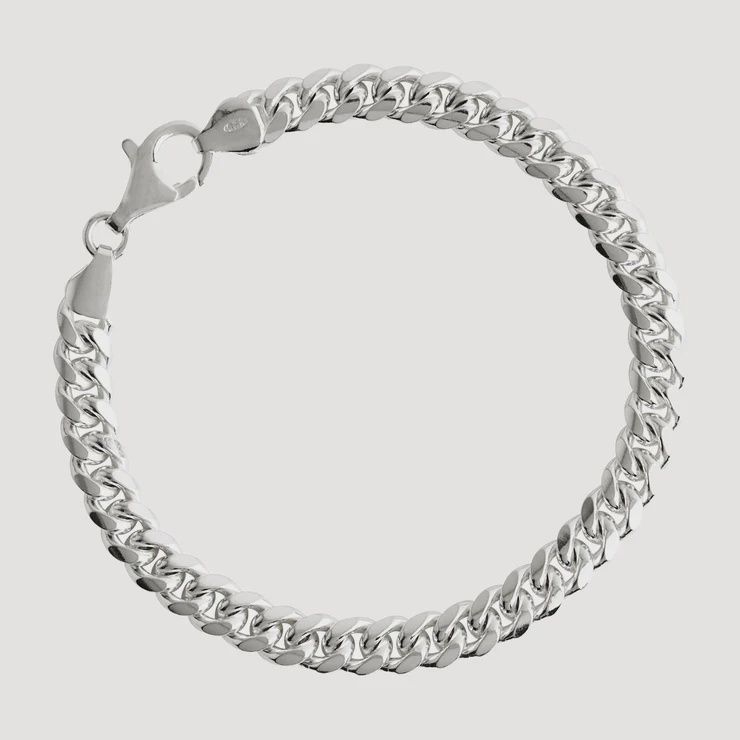 Cuban Men's Silver Chain Bracelet