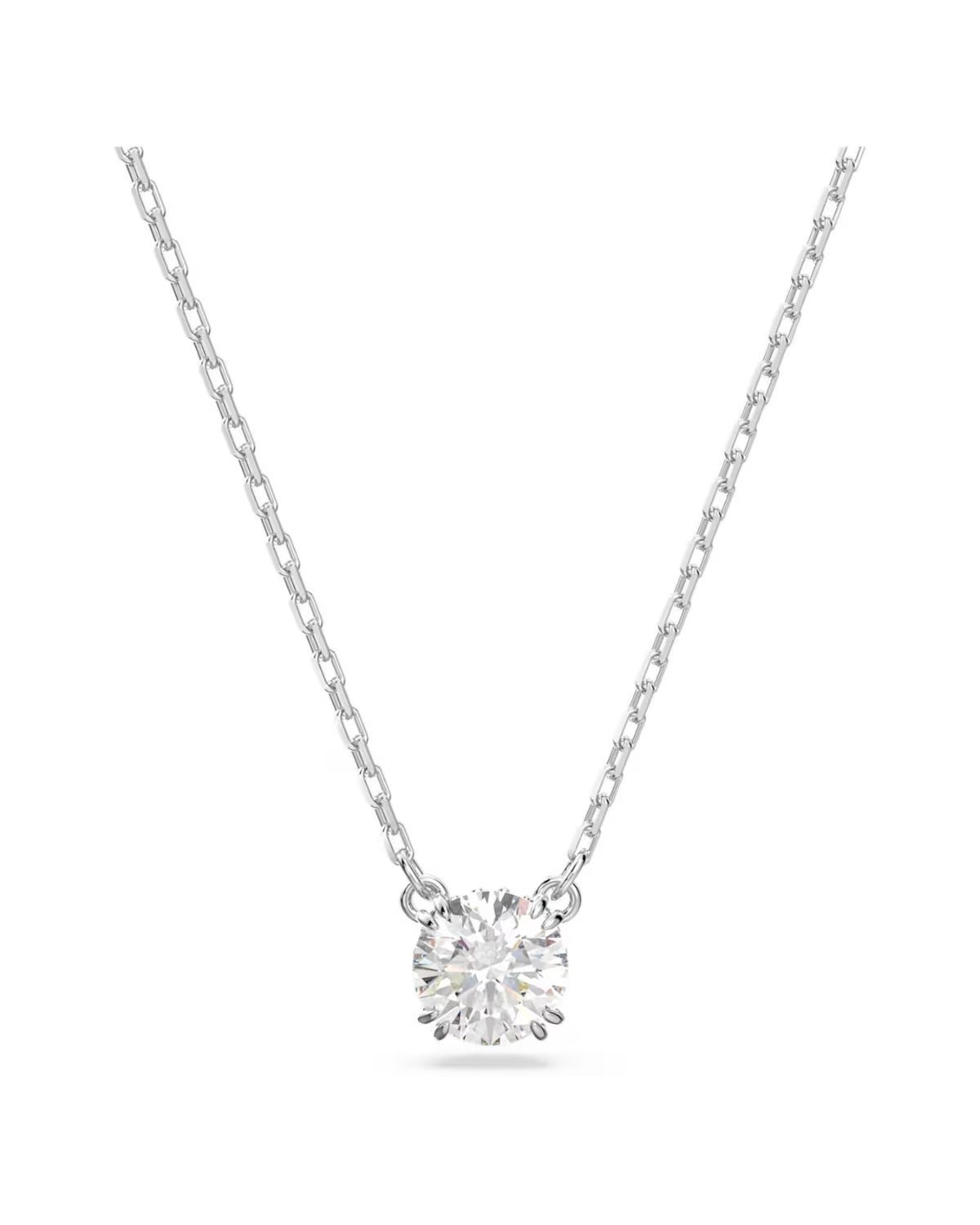 Stilla pendant Round cut, White, Rhodium plated