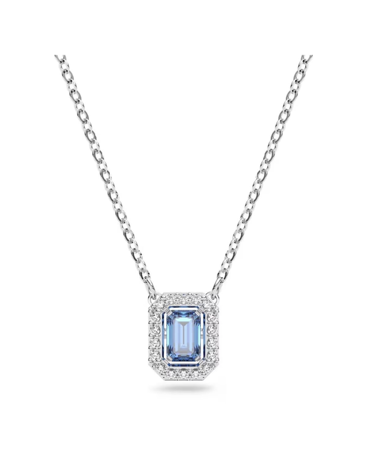 Una necklace Octagon cut, Blue, Rhodium plated 5614926