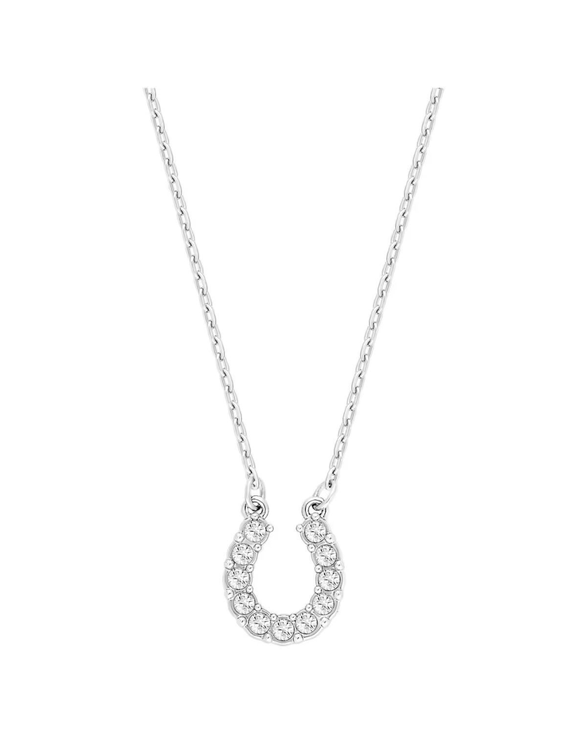 Towards necklace Horse shoe, White, Rhodium plated