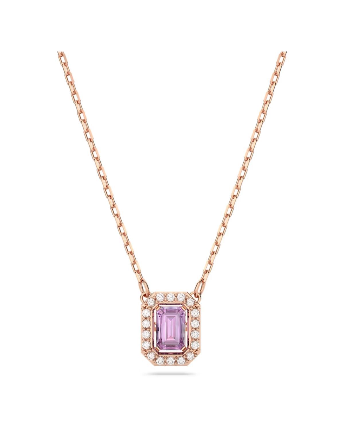 Una necklace Octagon cut, Purple, Rose gold-tone plated