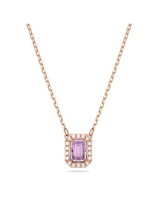 Una necklace Octagon cut, Purple, Rose gold-tone plated