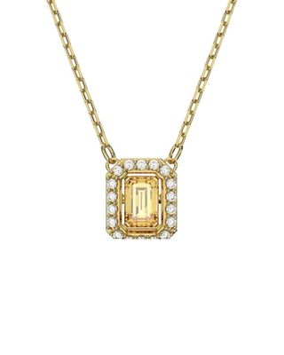Millenia necklace Square Swarovski zirconia, Yellow, Gold-tone plated