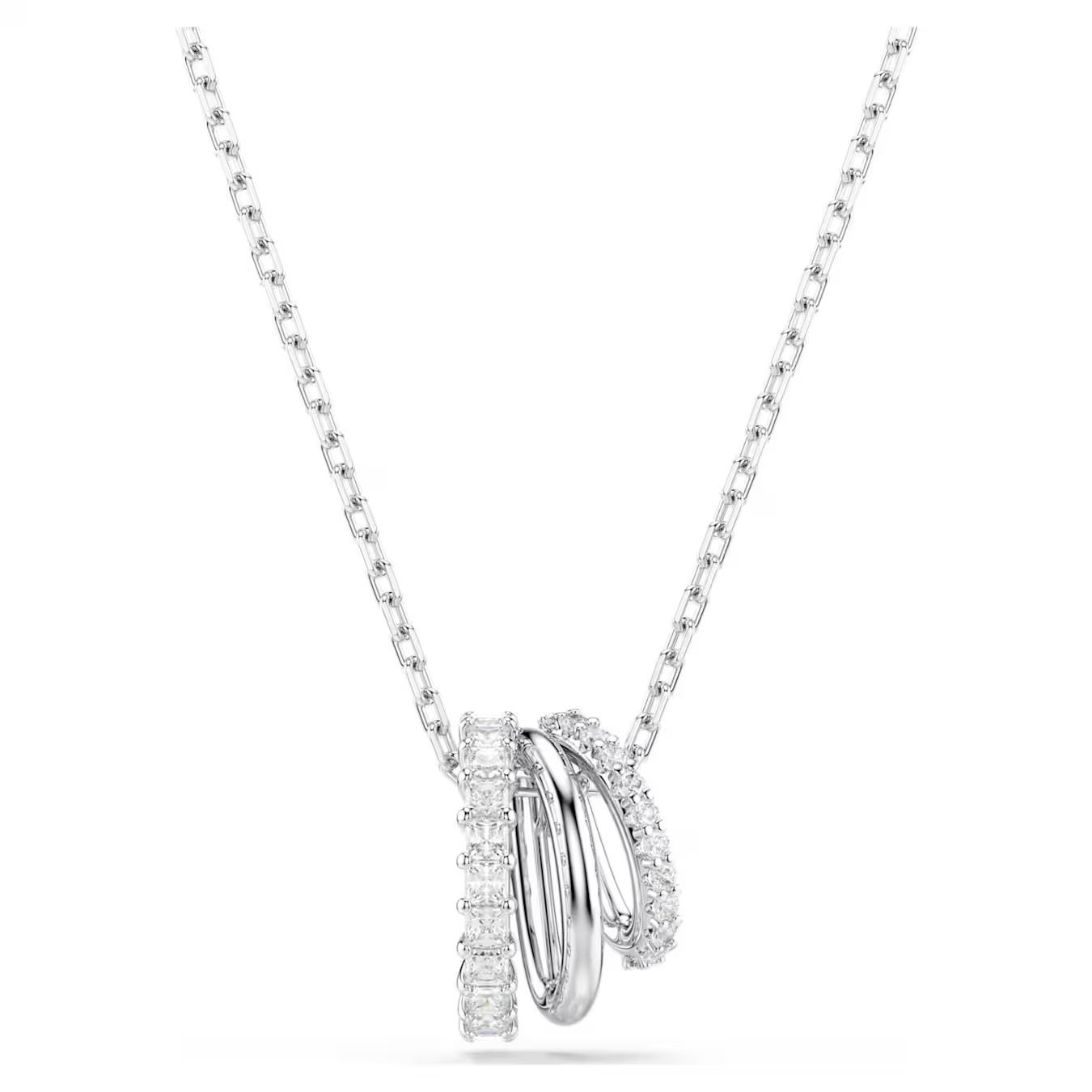 Hyperbola pendant Round cut, White, Rhodium plated 5737064