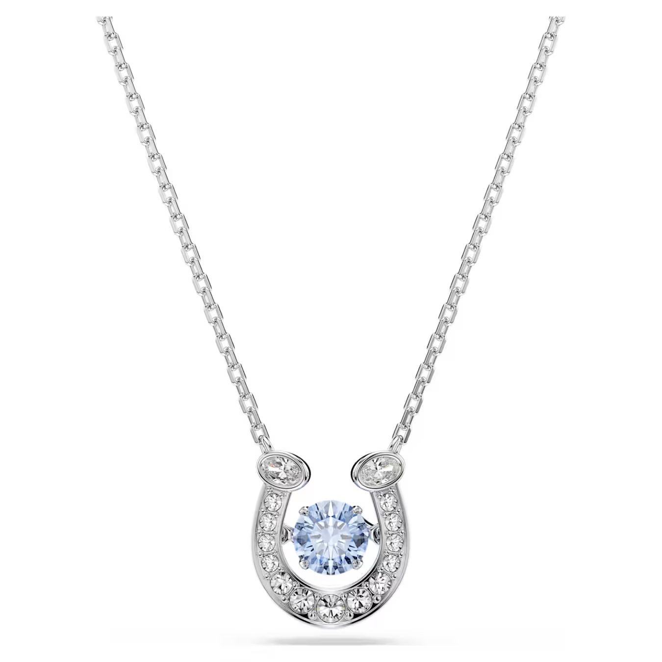 Symbolica pendant Round cut, Pavé, Horseshoe, Blue, Rhodium plated 5746562