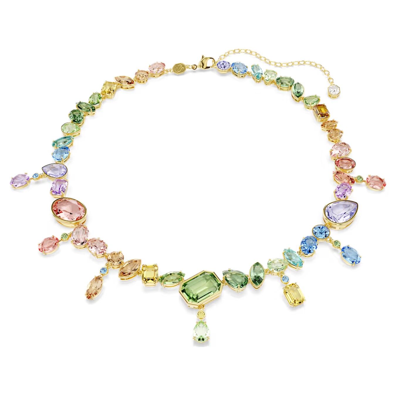 Gema necklace Mixed cuts, Dangling crystals, Multicoloured, Gold-tone plated 5737443