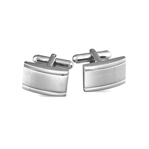 Fashion silver matte and polished edge cufflinks