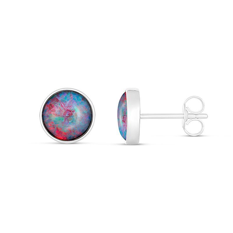 Brie Round 8mm Triplet Opal Earrings