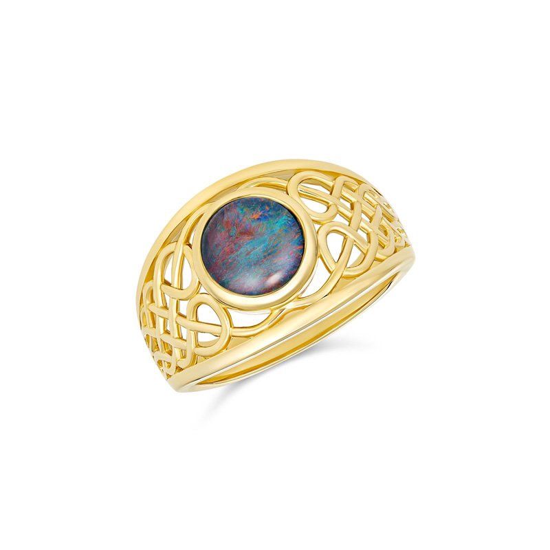 Danette 8mm Round Triplet Opal Ring