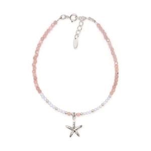 925 SS Rhodonite Bracelet with Starfish 17cm + 3cm Ext