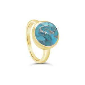 925 SS Yellow Gold Blue Mohave Turquoise Ring 12mm