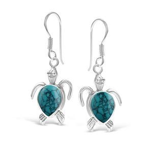 925 SS Turquoise Turtle Earring 2.8cm Drop