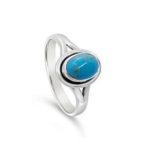 925 SS Turquoise Ring 8x6mm