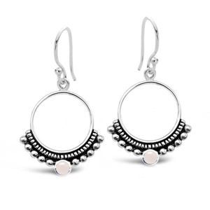 925 SS Rose Quartz Boho Earrings 26x25mm