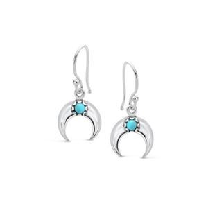 925 SS Moon Turquoise Earring 12mm 25mm drop