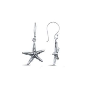 925 SS Oxidised Starfish Earrings 15x27mm
