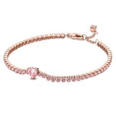 Heart 14k rose gold-plated tennis bracel 580041C01-20