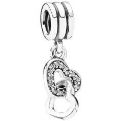 Interlocking Hearts Silver Hanging Charm 791242CZ