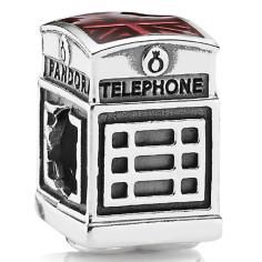 UK Telephone Booth Silver Charm w Red En 791202EN49