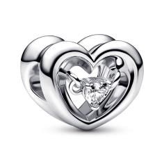 Open heart sterling silver charm with cl 792493C01