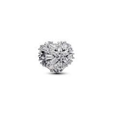 Heart sterling silver charm with clear c 794240C01