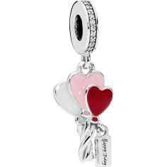 Heart Balloons Silver Hanging Charm w Cl 798076CZ