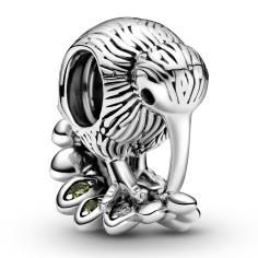 Kiwi &amp; Fern Leaf Silver Charm w Light Gr 799278C01