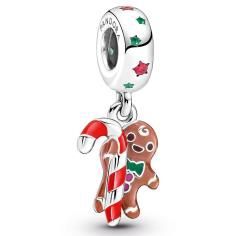 Ginger bread man with candy cane sterlin 799637C01